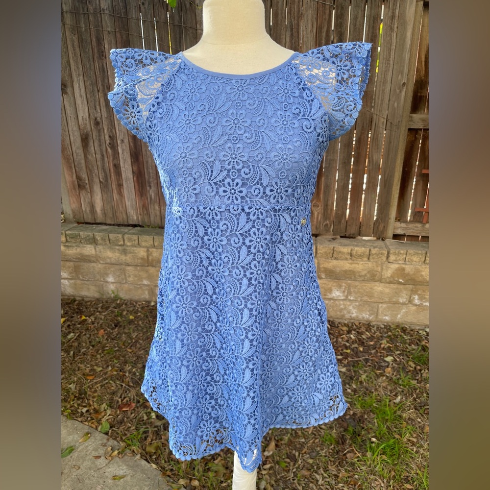 Blue Lace Floral Dress